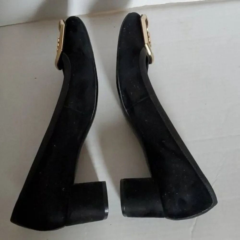 Tory Burch Pumps Heels Black Shoes Julian Suede Leather Women's Woman's Size 9½